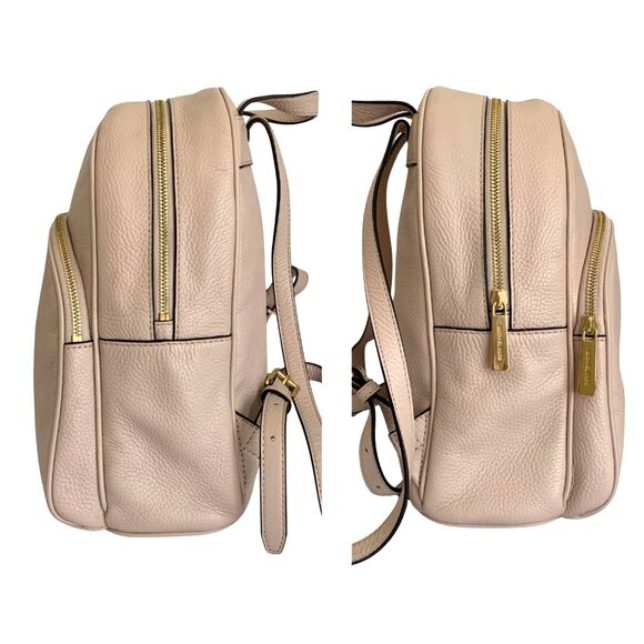 Michael Kors Pebbled Leather Backpack Taupe Beige Medium Size - Picture 4 of 11